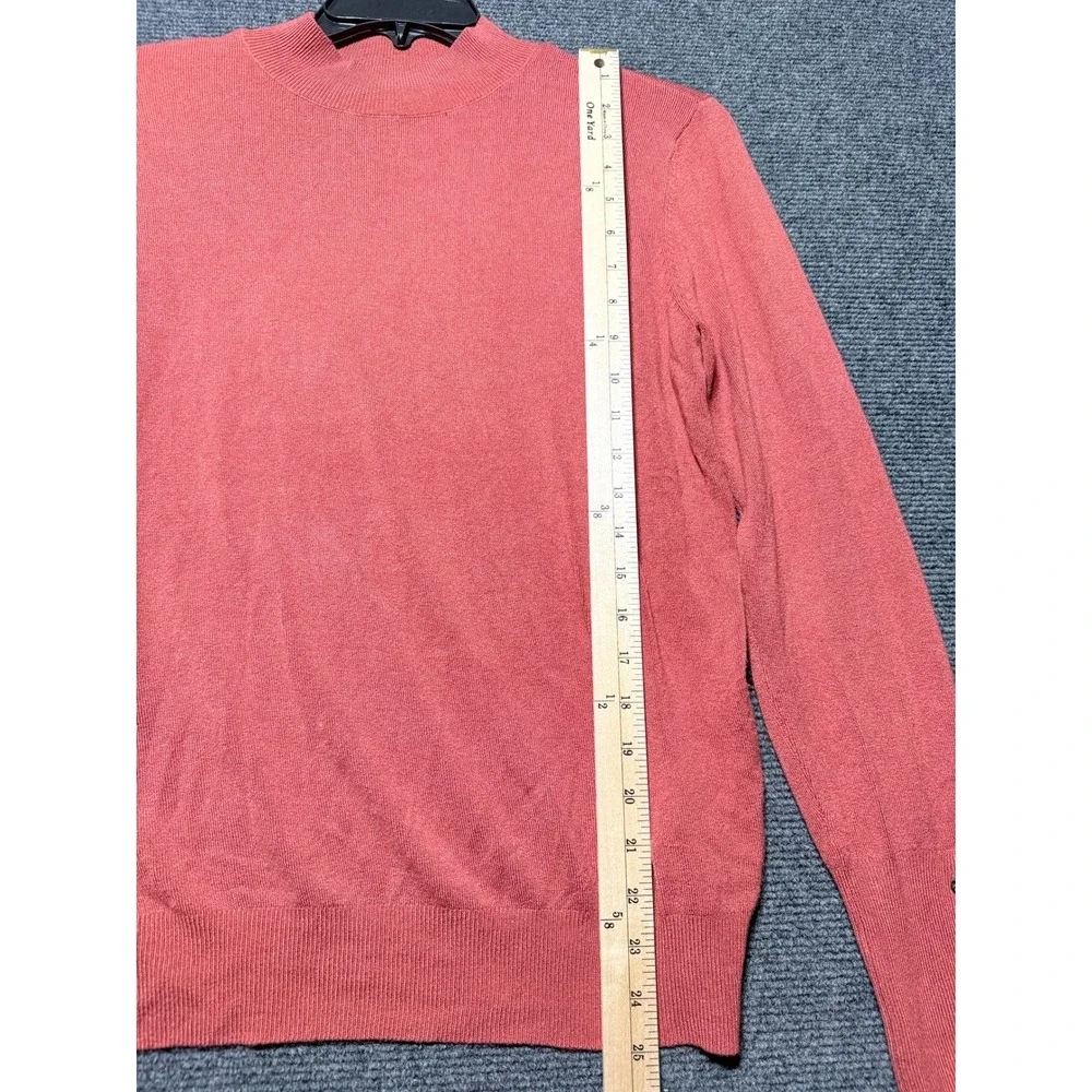 Skies Are Blue Mock Neck Sweater Womens‎ Medium Coral Excellent Gold Button Cuff